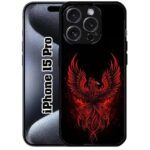 SATYA MART Fire Bird, Premium Designer 2D Printed Metal Back Case Compatible with iPhone 15 Pro | Soft TPU Grip, Anti-Slip, Slim Shockproof Full Body Protection Cover-321