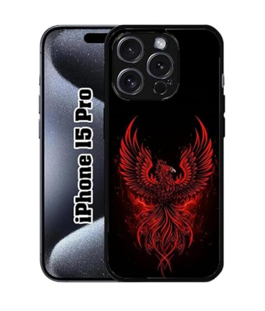 SATYA MART Fire Bird, Premium Designer 2D Printed Metal Back Case Compatible with iPhone 15 Pro | Soft TPU Grip, Anti-Slip, Slim Shockproof Full Body Protection Cover-321
