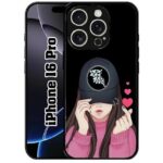 SATYA MART Girly, Cap Girl Designer 2D Printed Metal Back Case Compatible with iPhone 16 Pro | Soft TPU Grip, Anti-Slip, Slim Shockproof Full Body Protection Cover-317