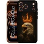 SATYA MART King, Fire Eagle Designer 2D Printed Metal Back Case Compatible with iPhone 17 Pro Max | Soft TPU Grip, Anti-Slip, Slim Shockproof Full Body Protection Cover-333