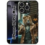 SATYA MART Lion, King Designer 2D Printed Metal Back Case Compatible with iPhone 16 Pro Max | Soft TPU Grip, Anti-Slip, Slim Shockproof Full Body Protection Cover-291