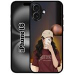 SATYA MART Selfie Girl, Cap Girl Stylish 2D Printed Metal Back Case for iPhone 16 | Soft TPU Frame, Anti-Skid Grip, Slim Durable Shockproof Protective Cover-312