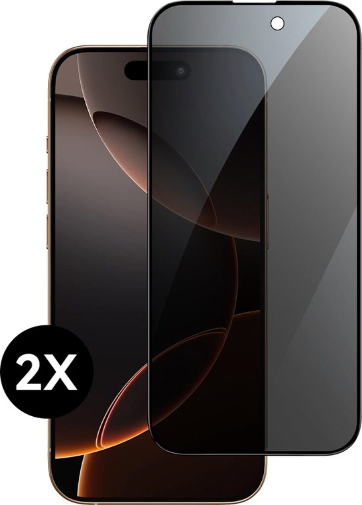 Screenprotector geschikt voor iPhone 16 Screenprotector Privacy Prive Glas Gehard Tempered Glass Full Cover - Screenprotector geschikt voor iPhone 16 Screen Protector Privacy Screen Cover - Volledig dekkend - 2 stuks