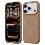 Silicone Magnetic Case for Compatible for i+Phone 17, Soft Microfiber Lining, Shockproof Cover, Slim Fit, (Light Brown, iPhone 17 Pro)