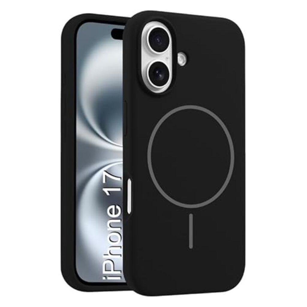 Silicone Magnetic Case for Compatible for i+Phone 17, Soft Microfiber Lining, Shockproof Cover, Slim Fit, (Black, iPhone 17 Pro Max)