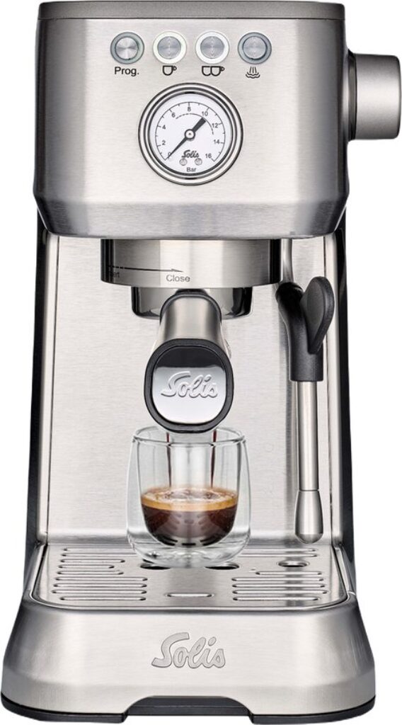 Solis Barista Perfetta Plus 1170 V2 Espressomachine - Heerlijke Koffie Binnen 1 Minuut - Compacte en Hoogwaardige Espressomachine - Melkschuimsysteem - Zilver