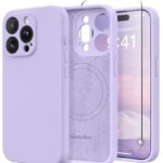 SuydanBox Magnetic for iPhone 15 Pro Case, Compatible with MagSafe, [Full Camera Protection][Screen Protector] Silicone Shockproof Protective Phone Case for iPhone 15 Pro 6.1", Clove Purple