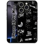 TIKLUP Multicolour Premium Metal Printed Back Cover for iPhone 16 Pro Max | Stylish Designer Phone Case | Shockproof TPU Bumper | Full Protection Raised Camera Edges-222