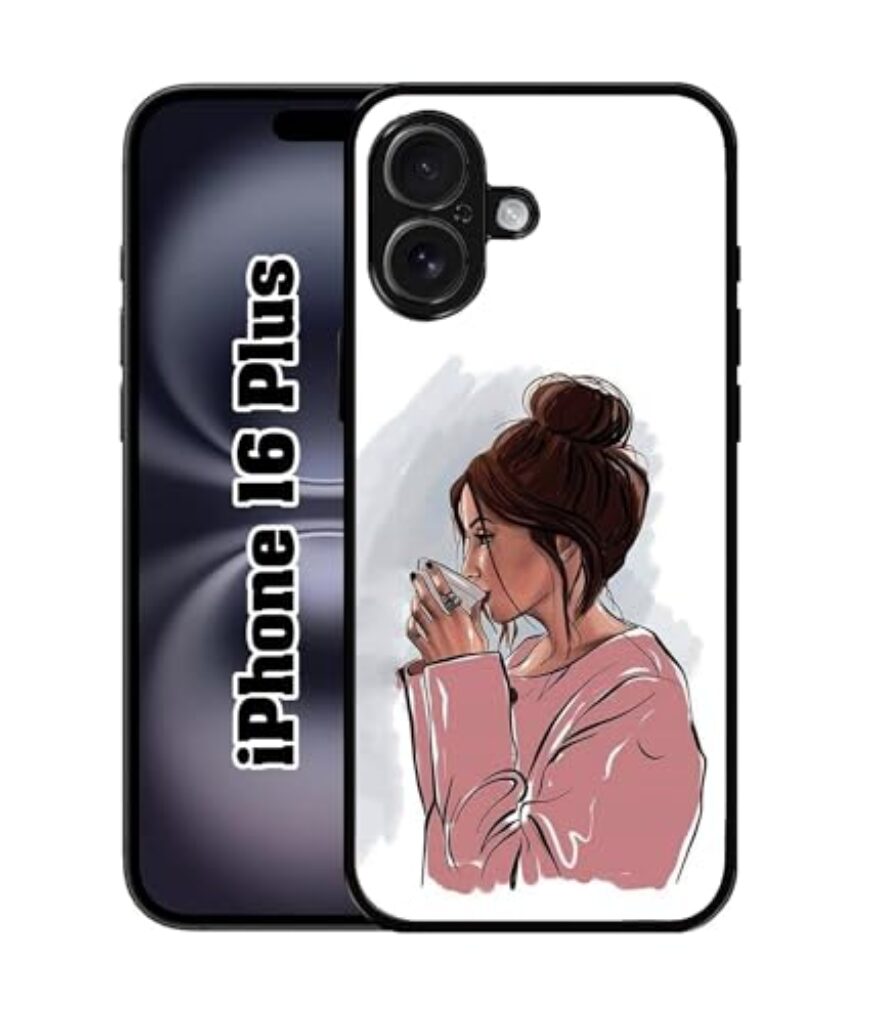 TIKLUP Multicolour Protective Designer Phone Cover for iPhone 16 Plus | Metal Printed Back Case | Flexible TPU Edges | Shock Resistant Slim Build | Raised Edge Camera Guard-221
