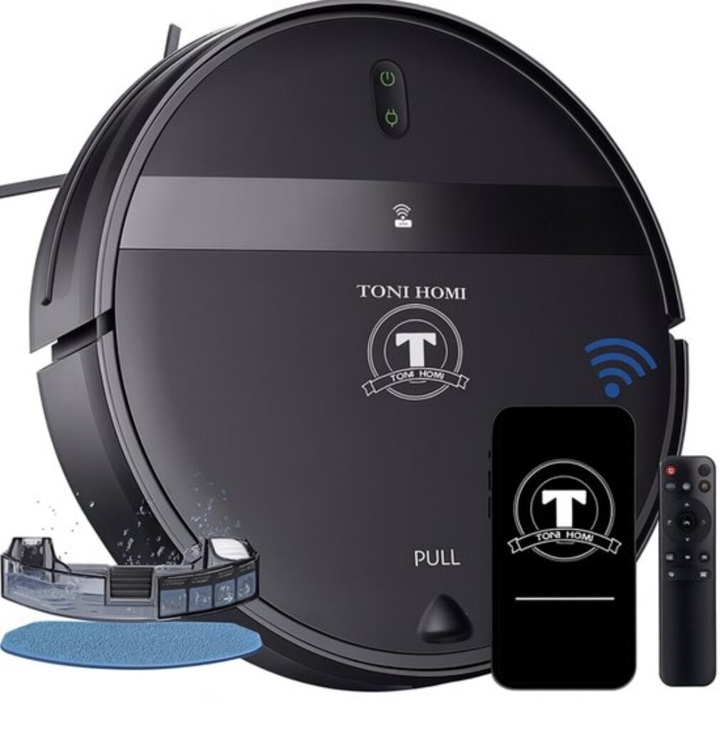 TONIHOMI® G20 Pro - Robotstofzuiger met dweilfunctie - Automatisch opladen - Robotstofzuiger met app - Robotstofzuiger huisdieren - Dweilrobot - Zwart