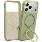 TORRAS Ostand Q3 Silicone for iPhone 17 Pro Max Case, Fit for MagSafe, 360 Spin Stand, Soft Liquid Silicone Cozy Grip, Camera Control, Protective Case for iPhone 17 Pro Max, Matcha Green