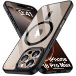 Transparent Back Cover Compatible with iPhone 16 Pro Max | Crystal Clear Slim Case | Shockproof Soft TPU Protective Mobile Cover | Anti-Yellow Scratch Resistant Lightweight Design (Black)