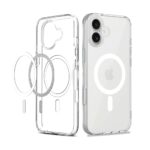 Transparent Back Cover for iPhone 16 Pro Max, Magnetic Lock, Shockproof Bumper, Compatible with MagSafe Wireless Charging