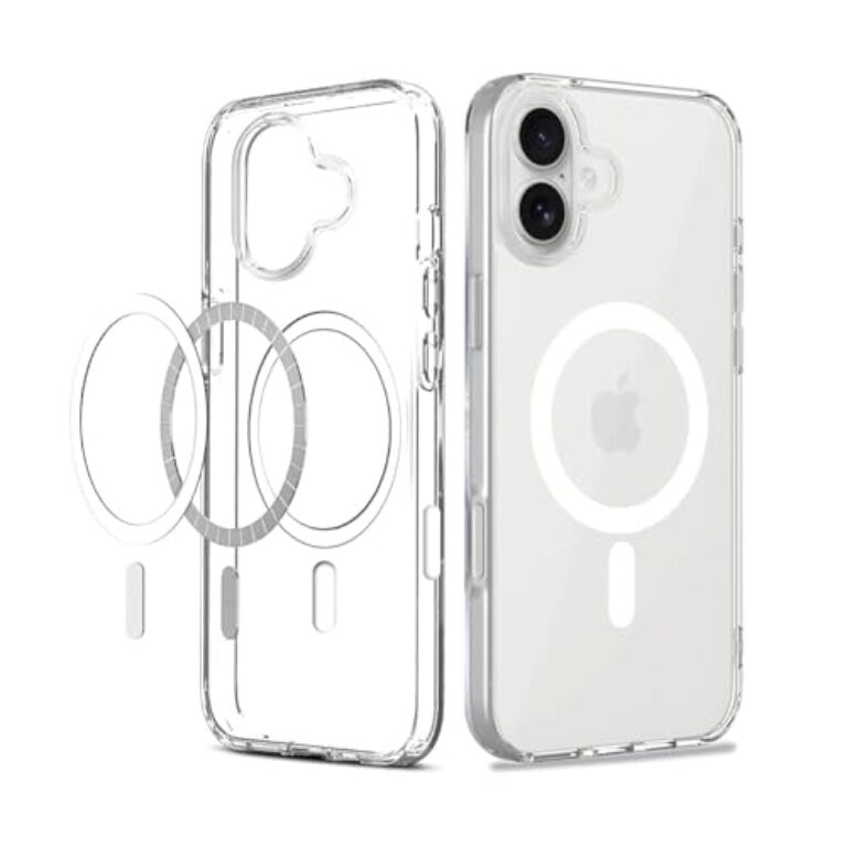 Transparent Back Cover for iPhone 16 Pro Max, Magnetic Lock, Shockproof Bumper,...
