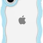 XYNOZ Cute Wavy Silicone Back Cover Compatible with iPhone 16 for Girls | Shockproof Soft TPU Slim Fit Stylish Aesthetic Case (Blue)