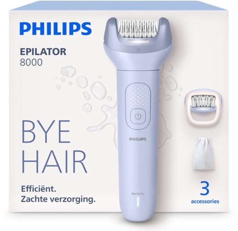 Philips Series 8000 draadloze epilator, nat & droog, lichtblauw